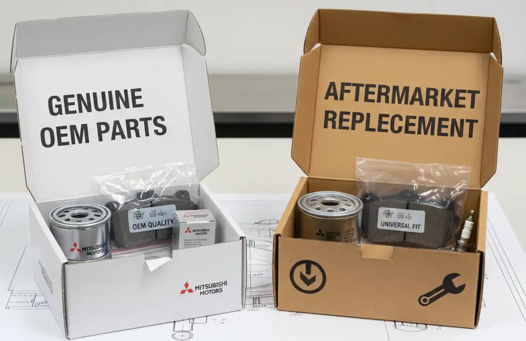 Genuine Mitsubishi parts compared with aftermarket Mitsubishi replacements
